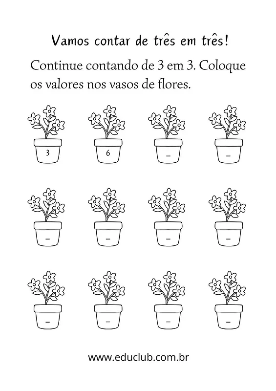 Contar de 3 em 3 | Educlub